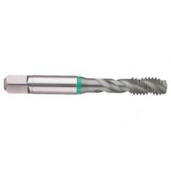 M10x1.5 6H 3-Flute Cobalt Green Ring Semi-Bottoming 40 degree Spiral Flute Tap-TiCN - First Tool & Supply