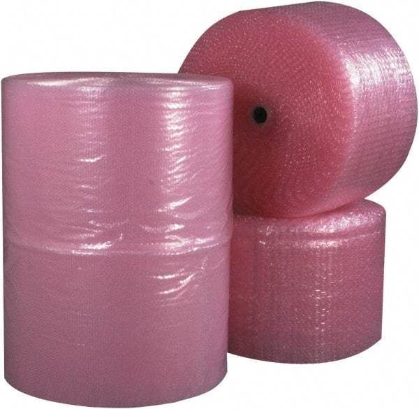 Made in USA - 9,000" Long x 12" Wide, Antistatic Bubble Roll - Pink, Standard Grade - First Tool & Supply