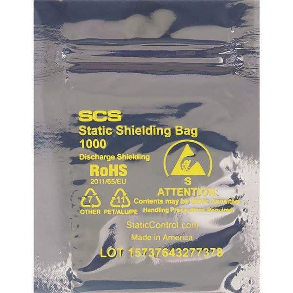 Made in USA - 14" Long x 10" Wide, 3.1 mil Thick, Self Seal Static Shield Bag - Transparent, Metal-In, Standard Grade - First Tool & Supply