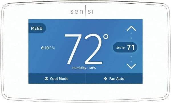 White-Rodgers - 50 to 99°F, 4 Heat, 2 Cool, Touch Screen Programmable Wi-Fi Universal Thermostat - 20 to 30 Volts, 1-1/4" Inside Depth x 1.77" Inside Height x 5-1/4" Inside Width, Horizontal Mount - First Tool & Supply