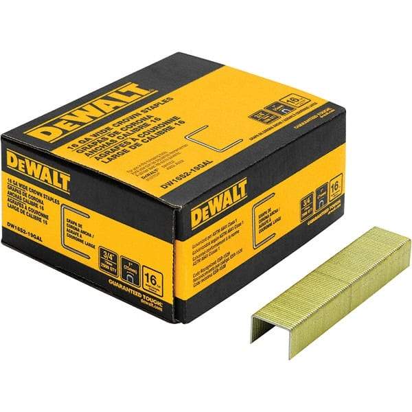 DeWALT - 3/4" Long x 1/16" Wide, 16 Gauge Crowned Construction Staple - Steel, Galvanized Finish - First Tool & Supply