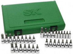 SK - 33 Piece, Screwdriver Bit Set - T10 to T55 Torx, 1/8 to 3/8, 2 to 10 Hex, #4 to 6 Slotted, #1 to 3 Phillips & #2 Pozidriv - First Tool & Supply