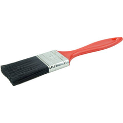 1-1/2″ Industrial Varnish Brush, Black Polyester, 2″ Trim Length, Red Plastic Handle - First Tool & Supply