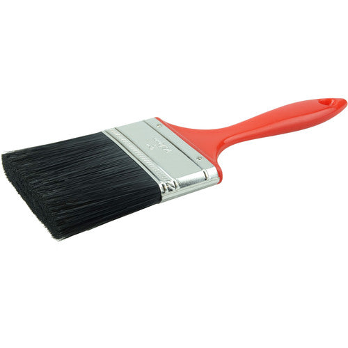 3″ Industrial Varnish Brush, Black Polyester, 2-1/4″ Trim Length, Red Plastic Handle - First Tool & Supply