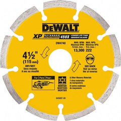 DeWALT - 4-1/2" Diam, 5/8 & 7/8" Arbor Hole Diam, Wet & Dry Cut Saw Blade - Diamond Matrix, Standard Round Arbor - First Tool & Supply