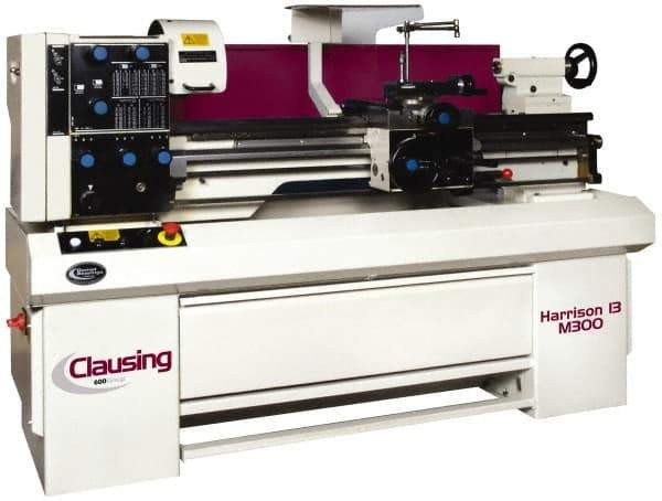 Clausing - 13" Swing, 40" Between Centers, 230/460 Volt, Triple Phase Engine Lathe - 3MT Taper, 3 hp, 40 to 2,500 RPM, 1-9/16" Bore Diam, 40" Deep x 57" High x 84" Long - First Tool & Supply