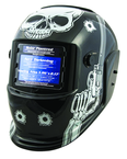 #41282 - Solar Powered Welding Helment; Black with Skull and Pistol Graphics - First Tool & Supply