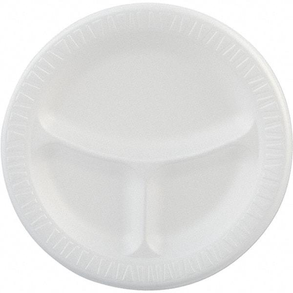 DART - Foam Dinnerware, Plate, 3-Comp, 9" - White - First Tool & Supply