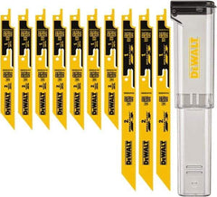 DeWALT - 10 Pieces, 6" to 9" Long x 0.04" Thickness, Bi-Metal Reciprocating Saw Blade Set - Straight Profile, 10-14 to 18 Teeth, Toothed Edge - First Tool & Supply