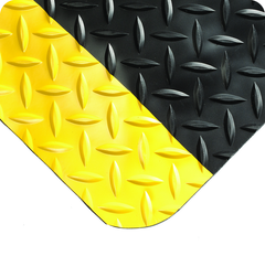 Diamond Plate SpongeCote Floor Mat - 2' x 3' x 9/16" Thick - (Black/Yellow Anti-Fatigue) - First Tool & Supply