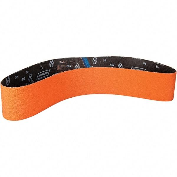 Norton - 2" Wide x 48" OAL, 120 Grit, Ceramic Abrasive Belt - Ceramic, Coated, Y Weighted Cloth Backing - First Tool & Supply