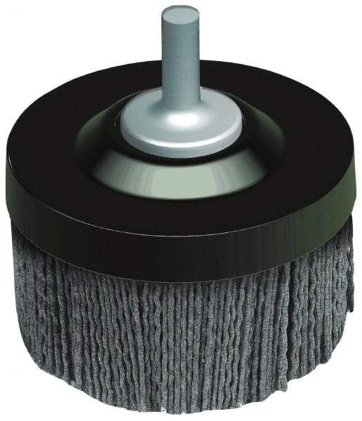 Osborn - 1-1/2" 120 Grit Silicon Carbide Crimped Disc Brush - Fine Grade, Quick Change Connector, 1-3/8" Trim Length, 1/4" Shank Diam - First Tool & Supply