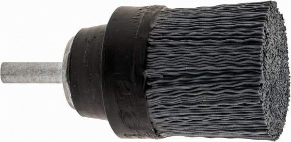 Osborn - 1-1/2" 320 Grit Silicon Carbide Crimped Disc Brush - Extra Fine Grade, Quick Change Connector, 1-3/8" Trim Length, 1/4" Shank Diam - First Tool & Supply