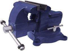 Gibraltar - 4-1/2" Jaw Width x 4" Jaw Opening Capacity, 2-5/8" Throat Depth, Bench & Pipe Combination Vise - 1/8 to 2" Pipe Capacity, Swivel Base, Bolt Down Attachment, Ductile Iron - First Tool & Supply