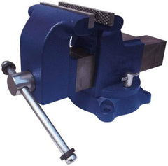 Gibraltar - 5" Jaw Width x 5" Jaw Opening Capacity, 3" Throat Depth, Bench & Pipe Combination Vise - 5/8 to 2-3/8" Pipe Capacity, Swivel Base, Bolt Down Attachment, Ductile Iron - First Tool & Supply