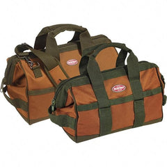 Bucket Boss - 12 Pocket Brown & Green Polyester Tool Bag - 12" Wide x 7" Deep x 9" High - First Tool & Supply