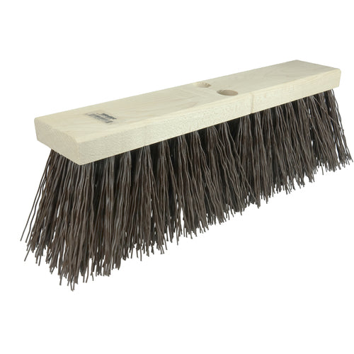 18″ Street Broom, 5-1/4″ Trim Length, Brown Polypropylene Fill - First Tool & Supply