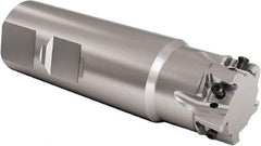 Seco - 1-1/4" Cut Diam, 8mm Max Depth of Cut, 1-1/4" Shank Diam, 4-1/2" OAL, Indexable Square Shoulder End Mill - LOEX Inserts, Weldon Shank, 90° Lead Angle, Through Coolant, Series Square T4-08 - First Tool & Supply