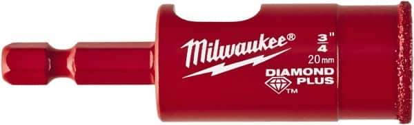 Milwaukee Tool - 3/4" Diam, 1-1/2" Cutting Depth, Hole Saw - Diamond Grit Saw, Continuous Edge - First Tool & Supply