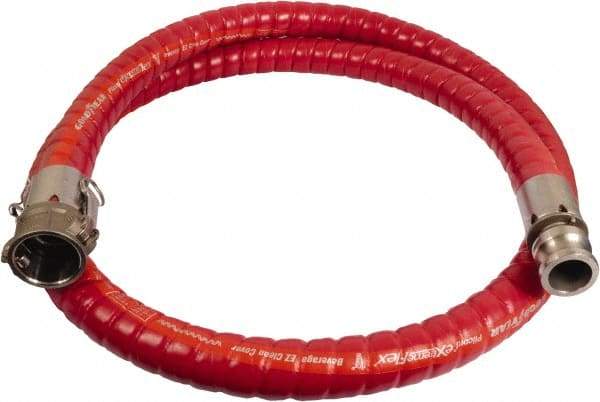 Continental ContiTech - 1" Inside x 1.52" Outside Diam, 220°F, Male x Female Camlock Food & Beverage Hose - 2" Bend Radius, Red, 20' Long, 250 Max psi, 29 Vacuum Rating - First Tool & Supply