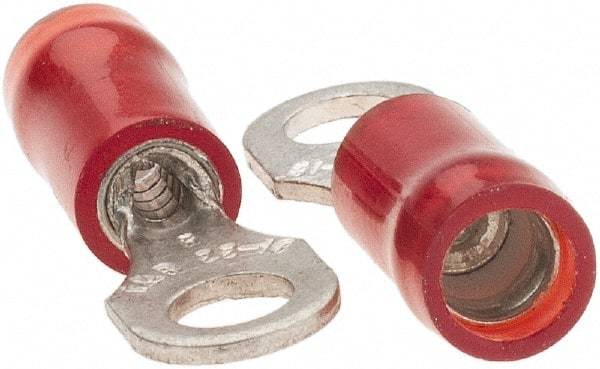 Value Collection - 22-18 AWG Partially Insulated Crimp Connection D Shaped Ring Terminal - #6 Stud, Tin Plated Copper Contact - First Tool & Supply