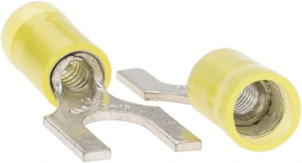 Value Collection - 1/4" Stud, 12 to 10 AWG Compatible, Partially Insulated, Crimp Connection, Standard Fork Terminal - First Tool & Supply