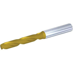 Kennametal - 1/4" 140° Solid Carbide Jobber Drill - Multilayer TiAlN Finish, Right Hand Cut, Spiral Flute, Whistle Notch Shank - First Tool & Supply