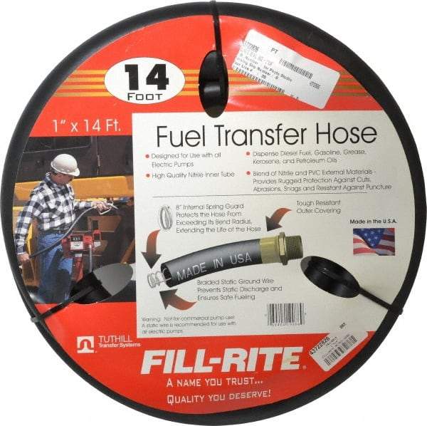 Tuthill - 1" ID x 1.45" OD x 14' OAL, NPT Petroleum Transfer Hose - -30 to 140°F - First Tool & Supply