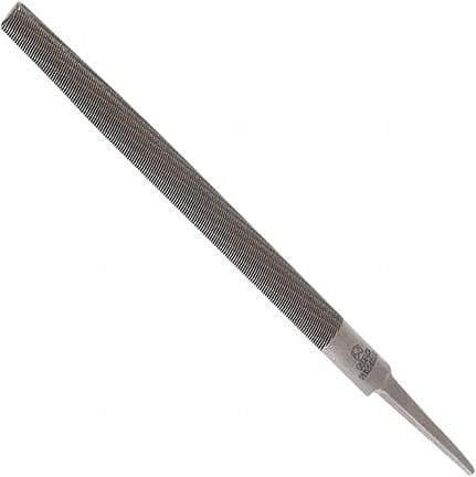 Anglo American - 14" Long, Second Cut, Half Round American-Pattern File - Double Cut, 0.37" Overall Thickness, Tang - First Tool & Supply