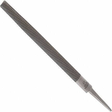 Anglo American - 12" Long, Smooth Cut, Half Round American-Pattern File - Double Cut, 0.32" Overall Thickness, Tang - First Tool & Supply