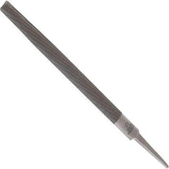 Anglo American - 8" Long, Smooth Cut, Half Round American-Pattern File - Double Cut, 0.22" Overall Thickness, Tang - First Tool & Supply