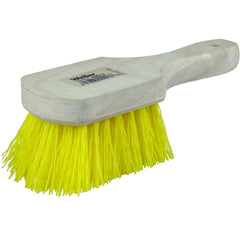 8″ Utility Scrub Brush, Yellow Polypropylene Fill, Short Handle, Wood Block - First Tool & Supply