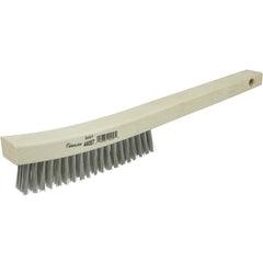 Hand Wire Scratch Brush, .012 Stainless Steel Fill, Curved Handle, 4 × 18 Rows - First Tool & Supply