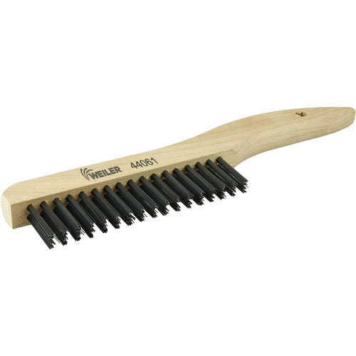 Hand Wire Scratch Brush. .012 Steel Fill, Shoe Handle, 2 × 17 Rows - First Tool & Supply