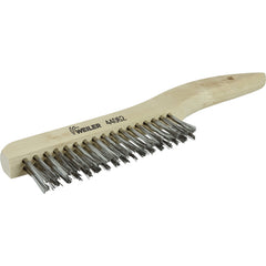 Hand Wire Scratch Brush. .012 Stainless Steel Fill, Shoe Handle, 2 × 17 Rows - First Tool & Supply