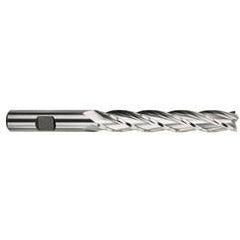 15/32 Dia. x 5 Overall Length 4-Flute Square End High Speed Steel SE End Mill-Round Shank-Center Cutting -TiN - First Tool & Supply