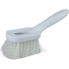 8″ Utility Scrub Brush, White Nylon Fill, Short Handle, Plastic Block - First Tool & Supply