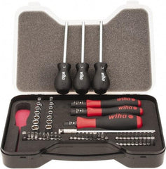 Wiha - 59 Piece, 1/4" Drive Screwdriver Vario Set - #0, #1 & #2 Phillips, 0.05 to 1/4" Hex, 1.5 to 6mm Hex, T5 to T30 Torx, #1 & #2 Pozidriv, #1 to #3 Square Recess, 4.5, 5.5 & 6mm Slotted - First Tool & Supply