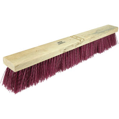 24″ Contractor Garage Broom, Maroon Polypropylene Fill, Includes Brace - First Tool & Supply