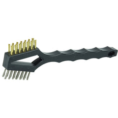 Double Sided V-Shape Scratch Brush, .006 Brass and .006 Stainless Steel Fill, Plastic Block,3 × 7 Rows - First Tool & Supply