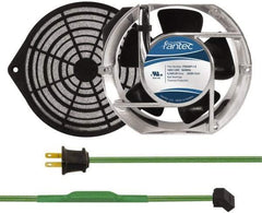 Made in USA - 115 Volts, AC, 240 CFM, Oval Tube Axial Fan Kit - 0.46 Amp Rating, Includes Fan, Fan Guard, 151mm High x 172mm Wide x 51mm Deep, Thermostatically Controlled Fan Cord - First Tool & Supply