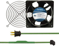 Made in USA - 115 Volts, AC, 103 CFM, Square Tube Axial Fan Kit - 0.26 Amp Rating, 120mm High x 120mm Wide x 38.5mm Deep, Includes Fan, Fan Guard, Thermostatically Controlled Fan Cord - First Tool & Supply