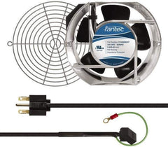 Made in USA - 230 Volts, AC, 240 CFM, Oval Tube Axial Fan Kit - 0.12/0.16 Amp Rating, 151mm High x 172mm Wide x 51mm Deep, Includes Fan, Fan Guard, Fan Cord - First Tool & Supply