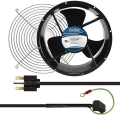 Made in USA - 230 Volts, AC, 600 CFM, Round Tube Axial Fan Kit - 0.16/0.14 Amp Rating, 254mm High x 254mm Wide x 89mm Deep, Includes Fan, Fan Filter, Fan Cord - First Tool & Supply