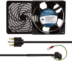 Made in USA - 230 Volts, AC, 103 CFM, Square Tube Axial Fan Kit - 0.12 Amp Rating, 120mm High x 120mm Wide x 38.5mm Deep, Includes Fan, Fan Guard, Fan Cord - First Tool & Supply