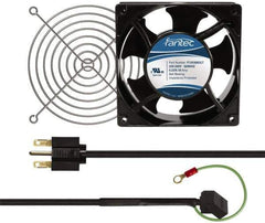 Made in USA - 230 Volts, AC, 103 CFM, Square Tube Axial Fan Kit - 0.12 Amp Rating, 120mm High x 120mm Wide x 38.5mm Deep, Includes Fan, Fan Filter, Fan Cord - First Tool & Supply