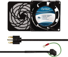 Made in USA - 230 Volts, AC, 32 CFM, Square Tube Axial Fan Kit - 0.06/0.05 Amp Rating, 3.15" High x 3" Wide x 38.5mm Deep, Includes Fan, Fan Guard, Fan Cord - First Tool & Supply