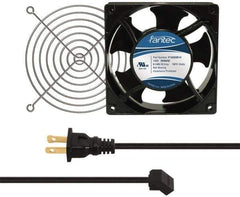 Value Collection - 115 Volts, AC, 103 CFM, Square Tube Axial Fan Kit - 0.26 Amp Rating, 120mm High x 120mm Wide x 38.5mm Deep, Includes Fan, Fan Guard, Fan Cord - First Tool & Supply