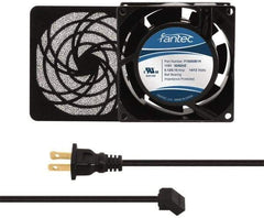 Made in USA - 115 Volts, AC, 31 CFM, Square Tube Axial Fan Kit - 0.18 Amp Rating, 3.15" High x 3" Wide x 38.5mm Deep, Includes Fan, Fan Filter, Fan Cord - First Tool & Supply