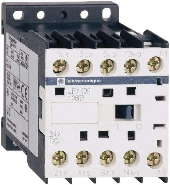 Schneider Electric - 3 Pole, 24 Coil VDC, 16 Amp at 690 VAC, 20 Amp at 440 VAC and 9 Amp at 440 VAC, Nonreversible IEC Contactor - BS 5424, CSA, IEC 60947, NF C 63-110, RoHS Compliant, UL Listed, VDE 0660 - First Tool & Supply